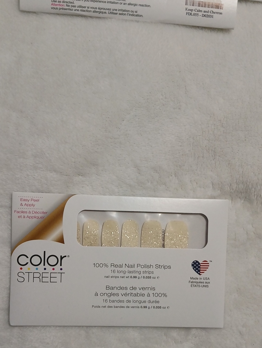 NC9 Color Street Gold Glitter Cream Press-On Nail Strips